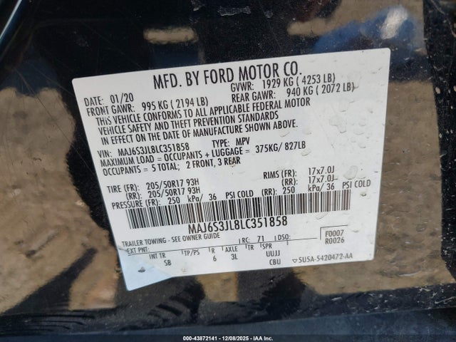 2020 FORD ECOSPORT MAJ6S3JL8LC351858 Photo 8