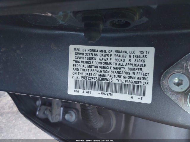 Honda CIVIC EX 2018 19XFC2F73JE009415 Image 9