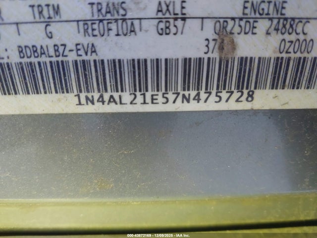 2007 NISSAN ALTIMA 1N4AL21E57N475728 Photo 8