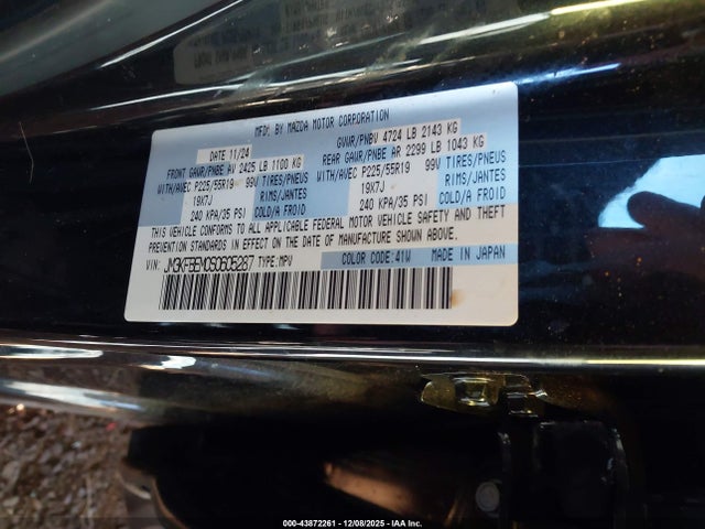 Aukcja sprzedaży 2025 Mazda Cx-5 2.5 S Premium Plus, vin: JM3KFBEM0S0605287, numer aukcji: 43872261