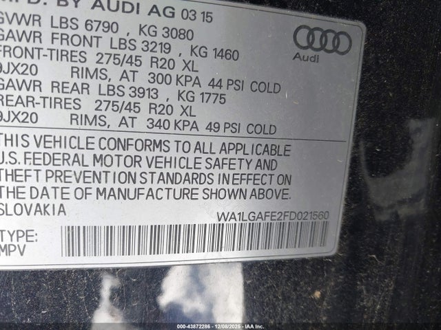 2015 AUDI Q7 WA1LGAFE2FD021560 Photo 8