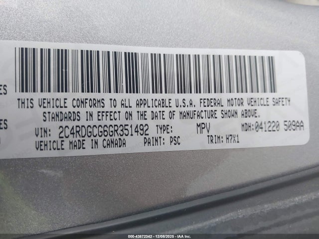 Dodge Grand Caravan Sxt 2016 2C4RDGCG6GR351492 Image 9