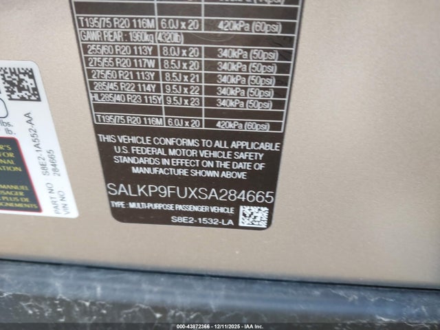 SALKP9FUXSA284665 Land Rover Range Rover P400 Se