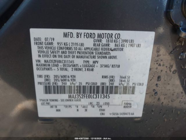 2020 FORD ECOSPORT MAJ3S2FE0LC311345 Photo 8