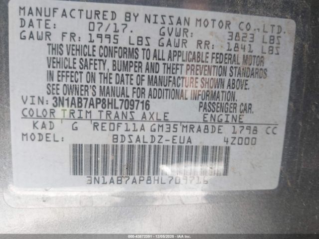 2017 NISSAN SENTRA 3N1AB7AP8HL709716 Photo 8