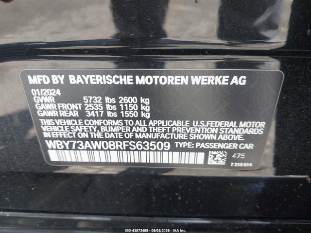 WBY73AW08RFS63509 BMW I4 Gran Coupe Edrive40
