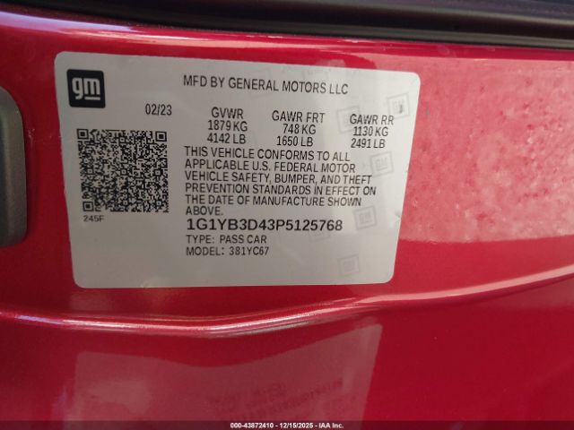 2023 CHEVROLET CORVETTE STINGRAY 1G1YB3D43P5125768 Photo 8