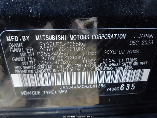 2024 MITSUBISHI OUTLANDER JA4J4VA80RZ041385 Photo 8