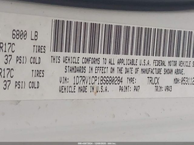 2011 RAM RAM 1500 1D7RV1CP1BS680284 Photo 8