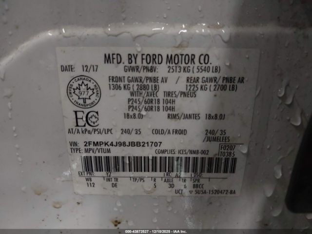 2018 FORD EDGE 2FMPK4J98JBB21707 Photo 8