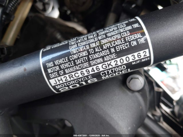 2016 HONDA CTX700 JH2RC6946GK200362 Photo 9