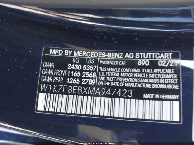 2021 MERCEDES-BENZ E 350 W1KZF8EBXMA947423 Photo 8