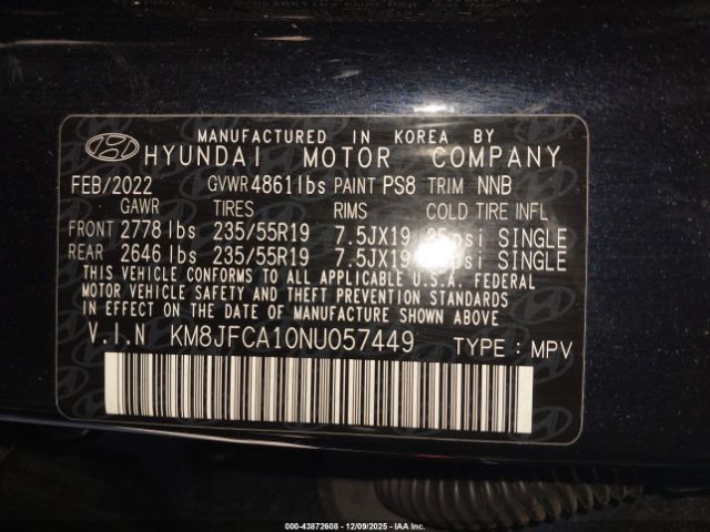 2022 HYUNDAI TUCSON HYBRID KM8JFCA10NU057449 Photo 8