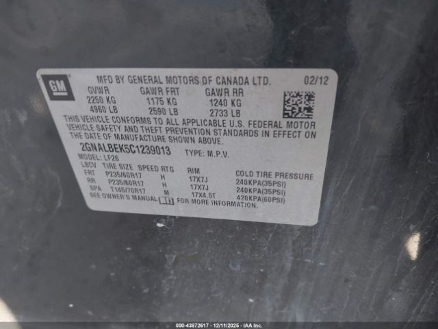 2012 CHEVROLET EQUINOX 2GNALBEK5C1239013 Photo 8