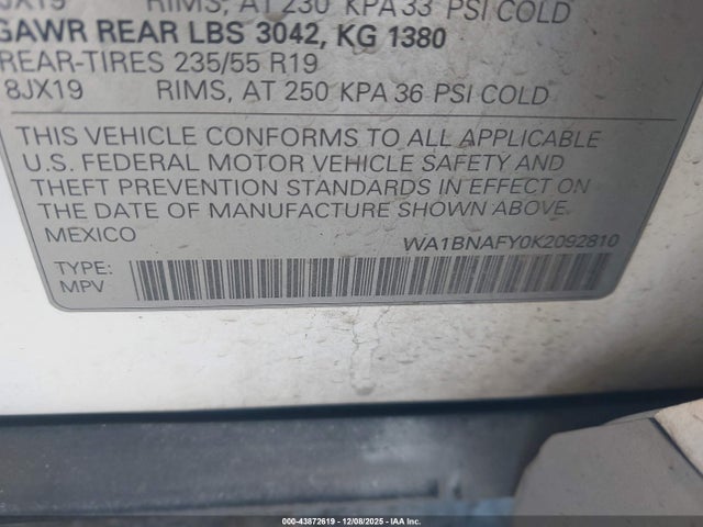 2019 AUDI Q5 WA1BNAFY0K2092810 Photo 8