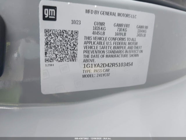 1G1YA2D42R5103454 Chevrolet Corvette Stingray Rwd 1lt