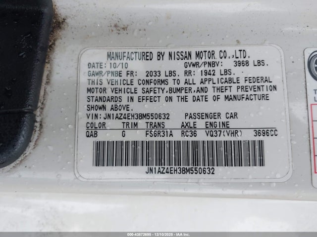 2011 NISSAN 370Z JN1AZ4EH3BM550632 Photo 8