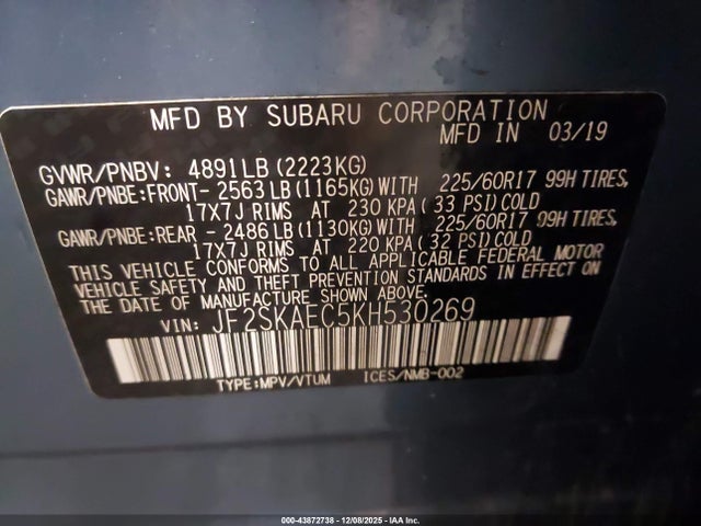 Subaru Forester Premium 2019 JF2SKAEC5KH530269 Image 9