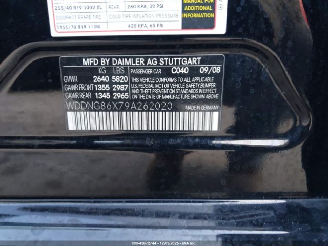 2009 MERCEDES-BENZ S 550 WDDNG86X79A262020 Photo 8