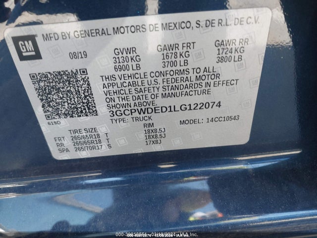 3GCPWDED1LG122074 Chevrolet Silverado 1500 2wd Short Bed Rst
