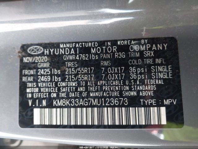 2021 HYUNDAI KONA ELECTRIC KM8K33AG7MU123673 Photo 8