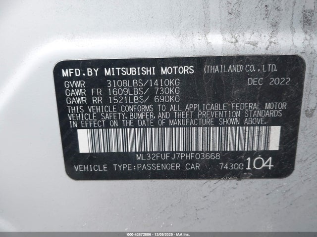 2023 MITSUBISHI MIRAGE G4 ML32FUFJ7PHF03668 Photo 8
