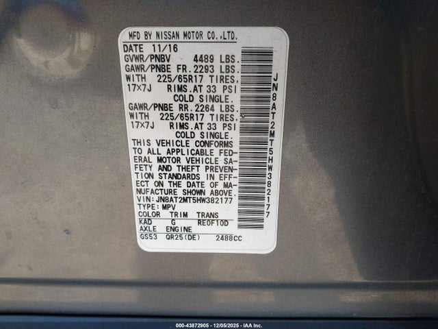 JN8AT2MT5HW382177 Nissan ROGUE S