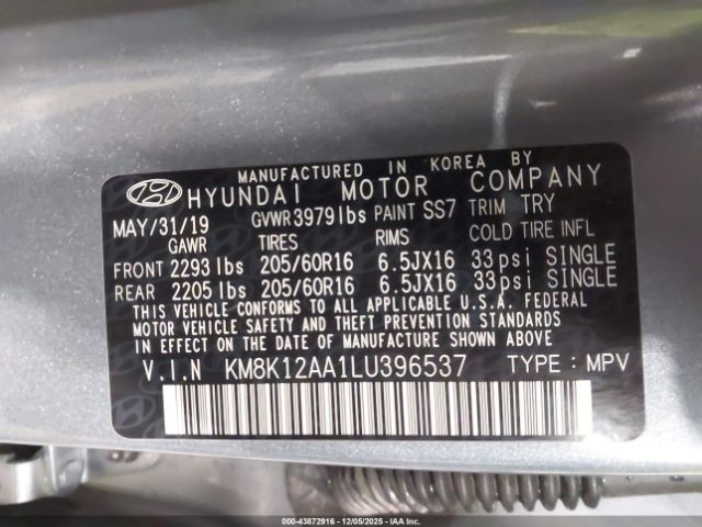 2020 HYUNDAI KONA KM8K12AA1LU396537 Photo 8