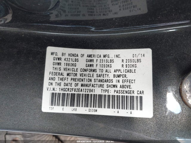 Honda Accord Ex-l 2014 1HGCR2F82EA122941 Image 9
