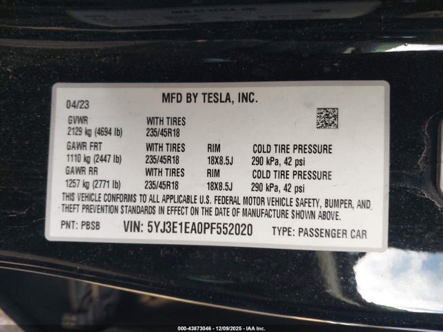 2023 TESLA MODEL 3 5YJ3E1EA0PF552020 Photo 8