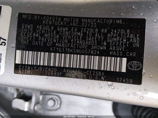 4T1G11BK5NU057824 Toyota Camry Se Awd