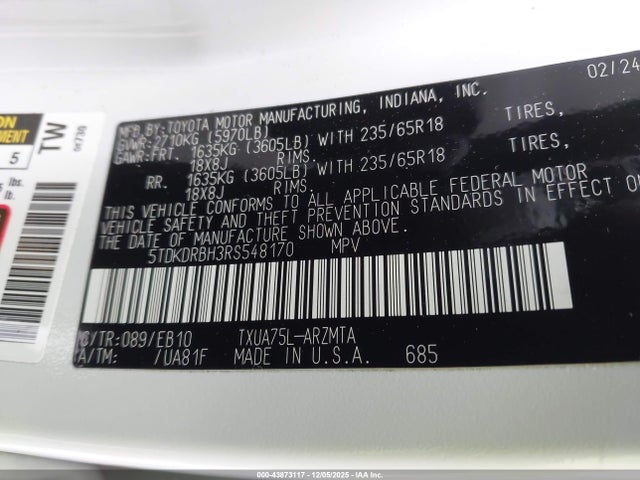 2024 TOYOTA HIGHLANDER 5TDKDRBH3RS548170 Photo 8