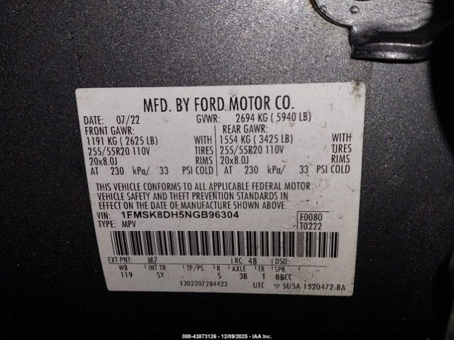 2022 FORD EXPLORER 1FMSK8DH5NGB96304 Photo 8