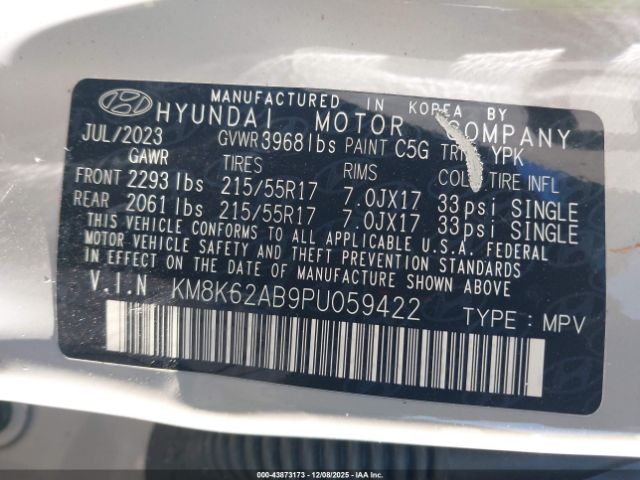 2023 HYUNDAI KONA KM8K62AB9PU059422 Photo 8
