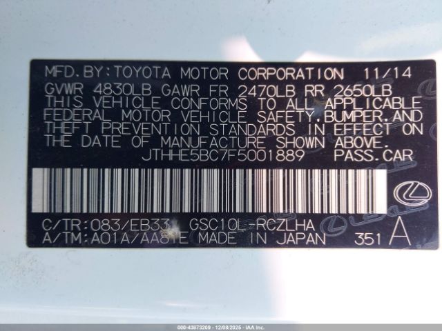 2015 LEXUS RC 350 JTHHE5BC7F5001889 Photo 8