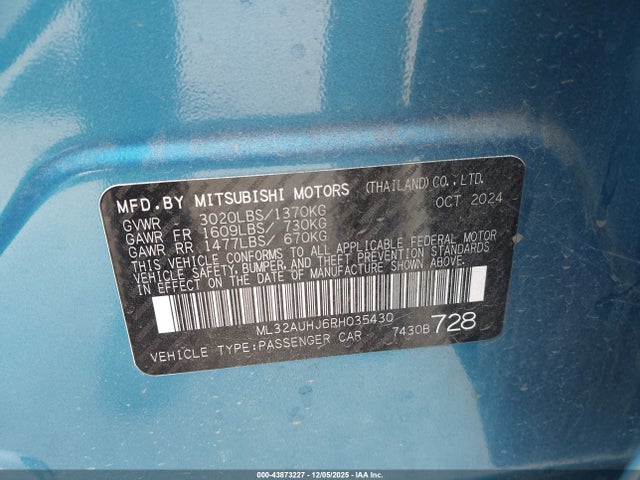 2024 MITSUBISHI MIRAGE ML32AUHJ6RH035430 Photo 8