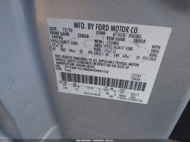 2011 FORD F-150 1FTMF1CM8BKD09114 Photo 8