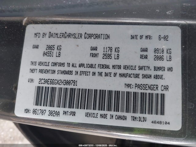 2002 CHRYSLER 300M 2C3AE66GX2H300791 Photo 8