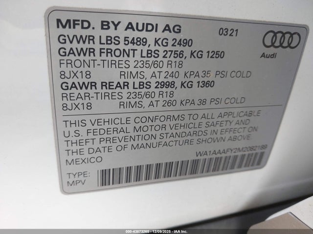 2021 AUDI Q5 WA1AAAFY2M2082189 Photo 8