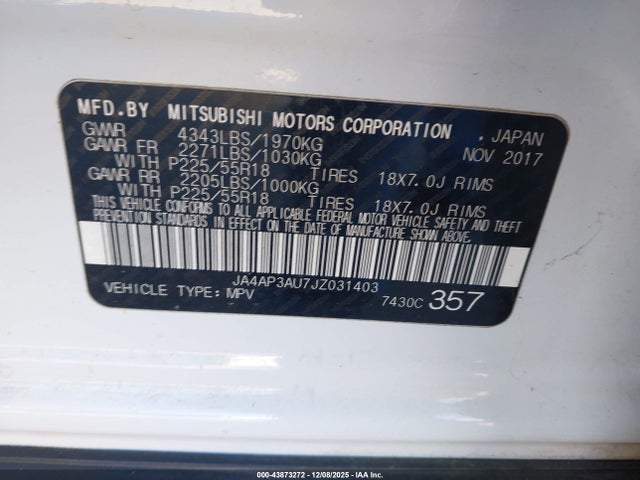 2018 MITSUBISHI OUTLANDER SPORT JA4AP3AU7JZ031403 Photo 8