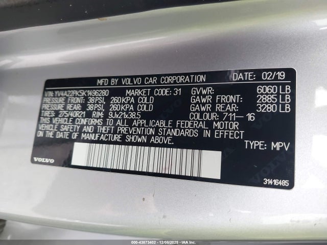 2019 VOLVO XC90 YV4A22PK5K1496280 Photo 8