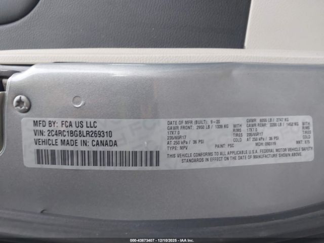 2020 CHRYSLER PACIFICA 2C4RC1BG8LR269310 Photo 8