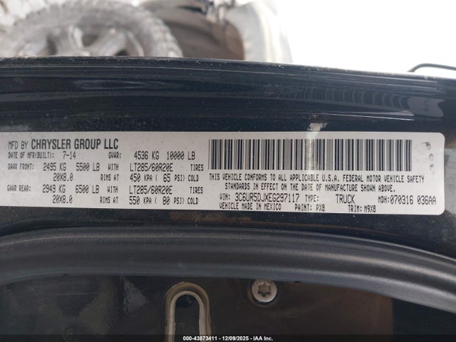 2014 Ram 2500 Big Horn მანქანა იყიდება აუქციონზე, vin: 3C6UR5DJXEG297117, აუქციონის ნომერი: 43873411