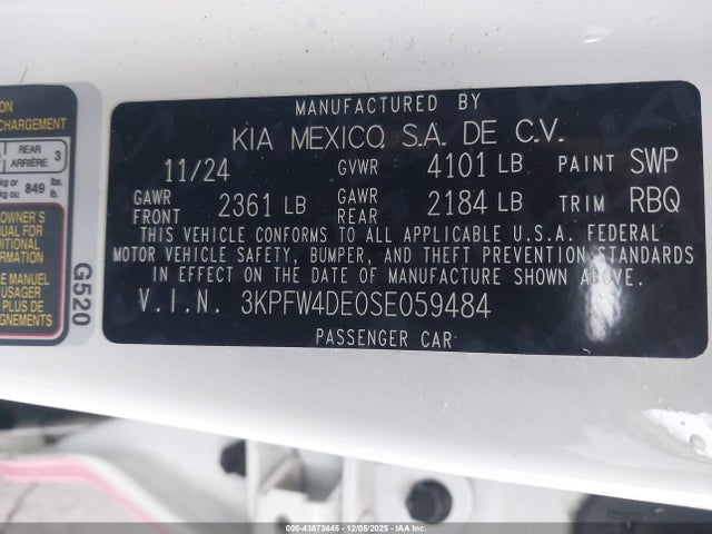 3KPFW4DE0SE059484 KIA K4 Gt-line