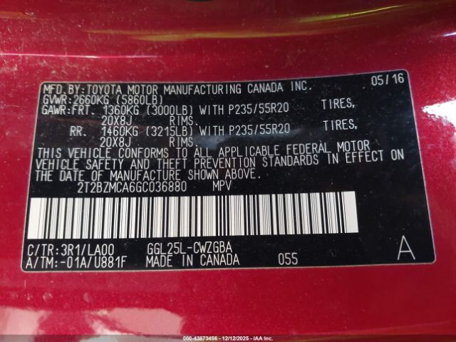 2016 LEXUS RX 350 2T2BZMCA6GC036880 Photo 8