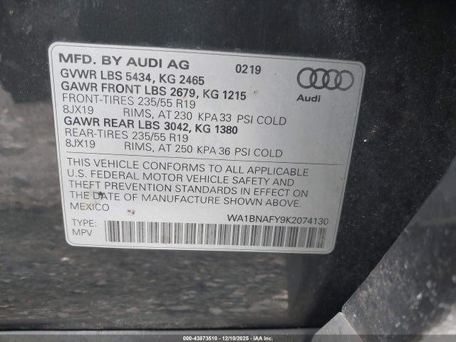2019 AUDI Q5 WA1BNAFY9K2074130 Photo 8