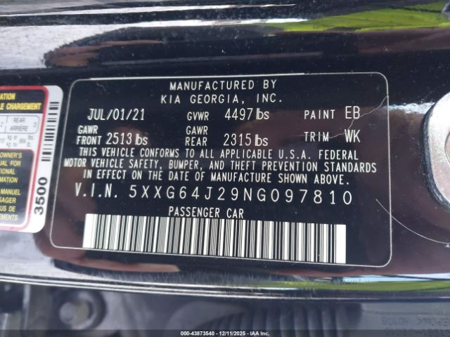 2022 KIA K5 5XXG64J29NG097810 Photo 8