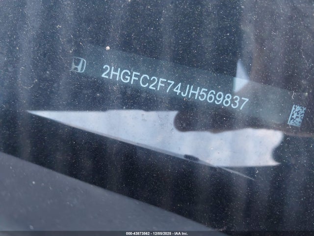 43873562 :رقم المزاد ، 2HGFC2F74JH569837 vin ، 2018 Honda Civic Ex مزاد بيع