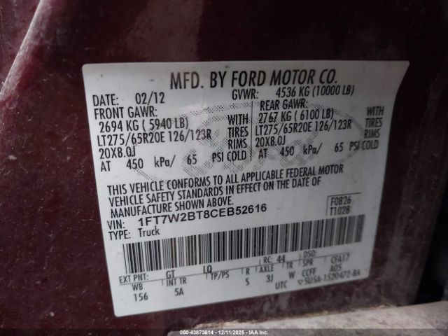 2012 FORD F-250 1FT7W2BT8CEB52616 Photo 8