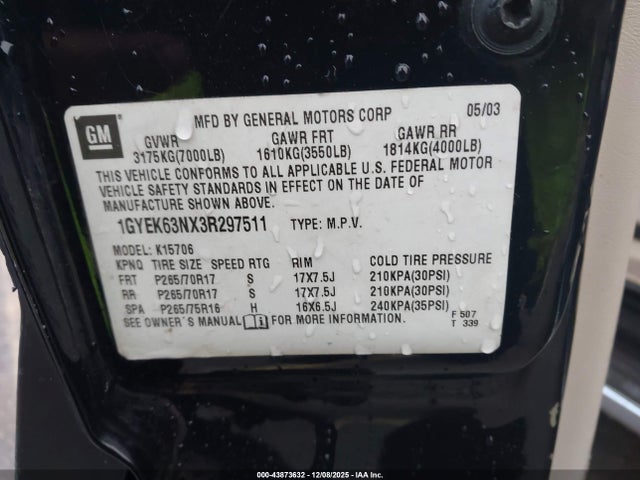 2003 CADILLAC ESCALADE 1GYEK63NX3R297511 Photo 8